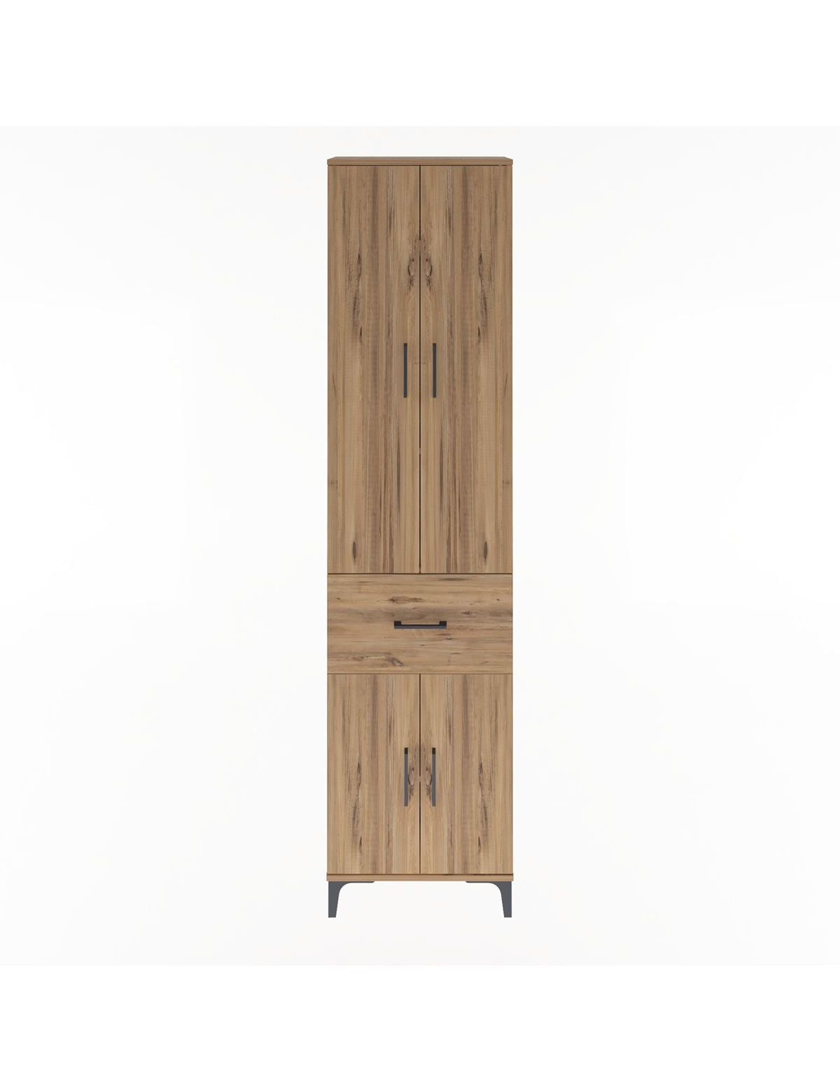 Arges Dolap 4 Raflı Tek Çekmeceli 4 Kapaklı 60x30x243 Çam-Çam