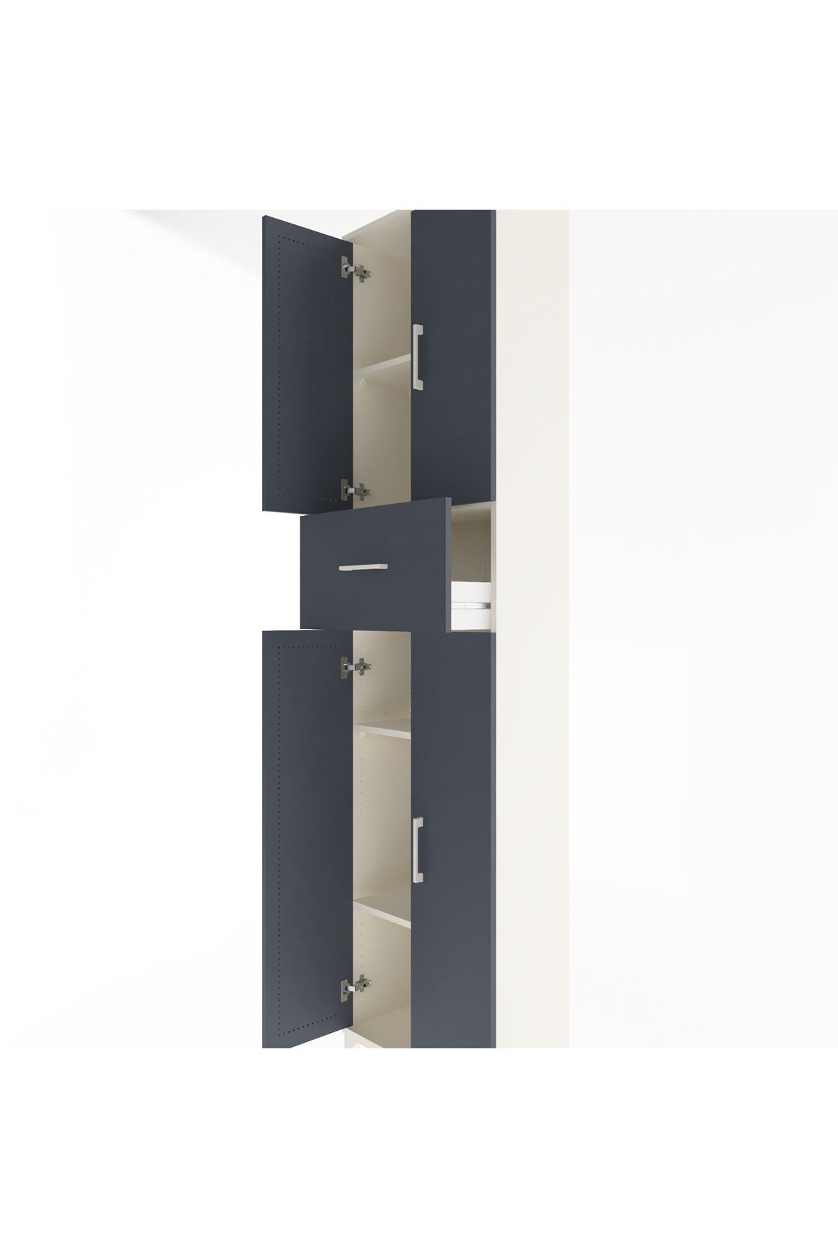 Arges Dolap 4 Raflı Tek Çekmeceli 4 Kapaklı 60x30x243 Aytaşı-Antrasit