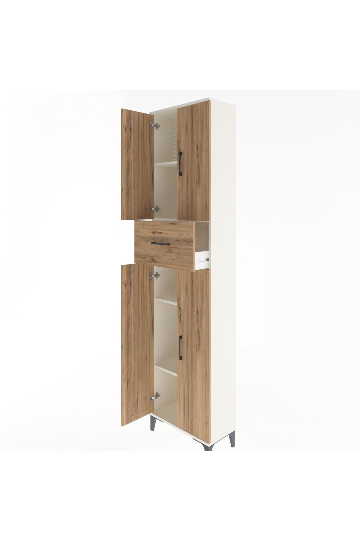 Arges Dolap 4 Raflı Tek Çekmeceli 4 Kapaklı 60x30x243 Aytaşı-Çam