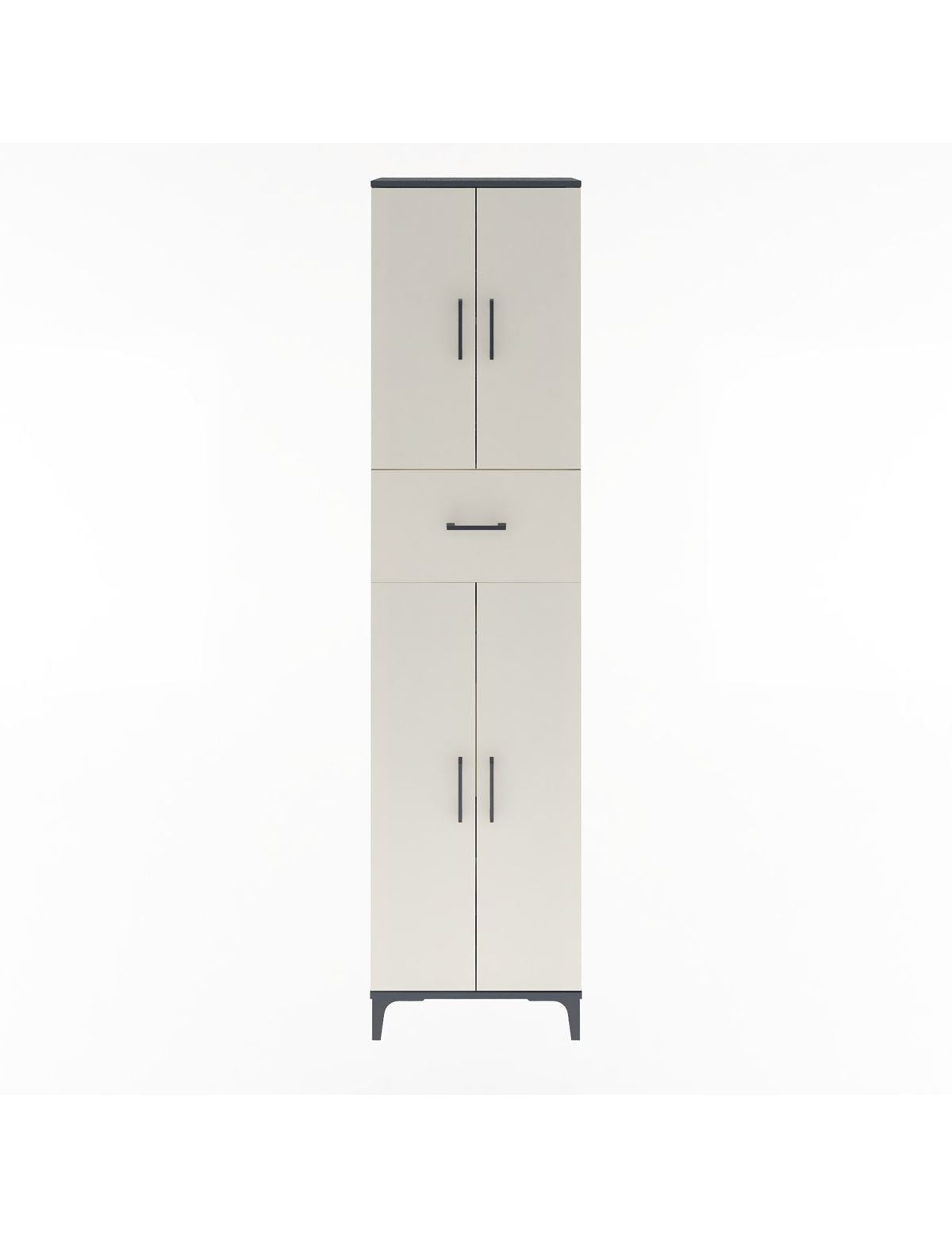 Arges Dolap 4 Raflı Tek Çekmeceli 4 Kapaklı 60x30x243 Antrasit-Aytaşı