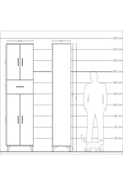 Arges Dolap 4 Raflı Tek Çekmeceli 4 Kapaklı 60x30x243 Antrasit-Aytaşı