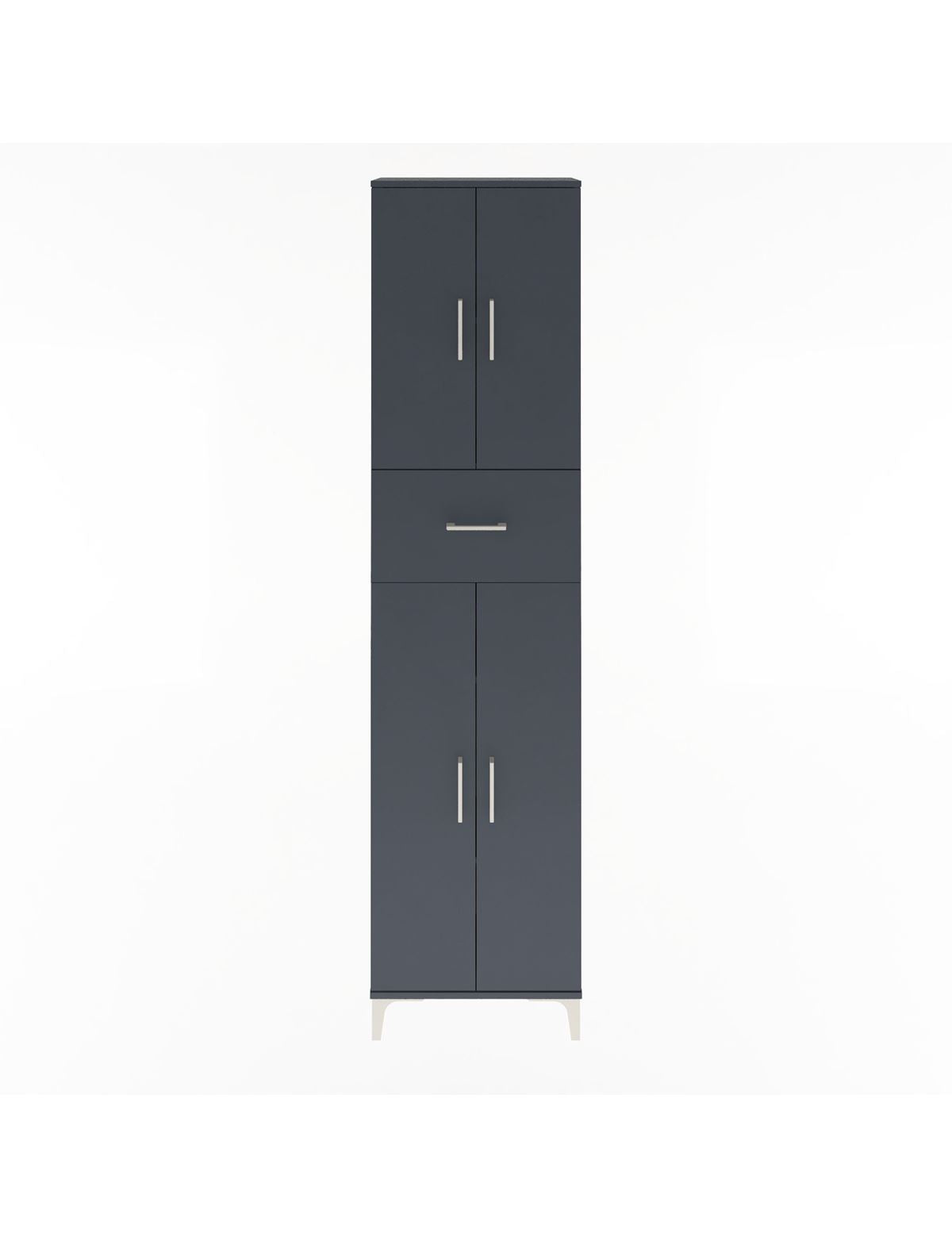 Arges Dolap 4 Raflı Tek Çekmeceli 4 Kapaklı 60x30x243 Antrasit-Antrasit