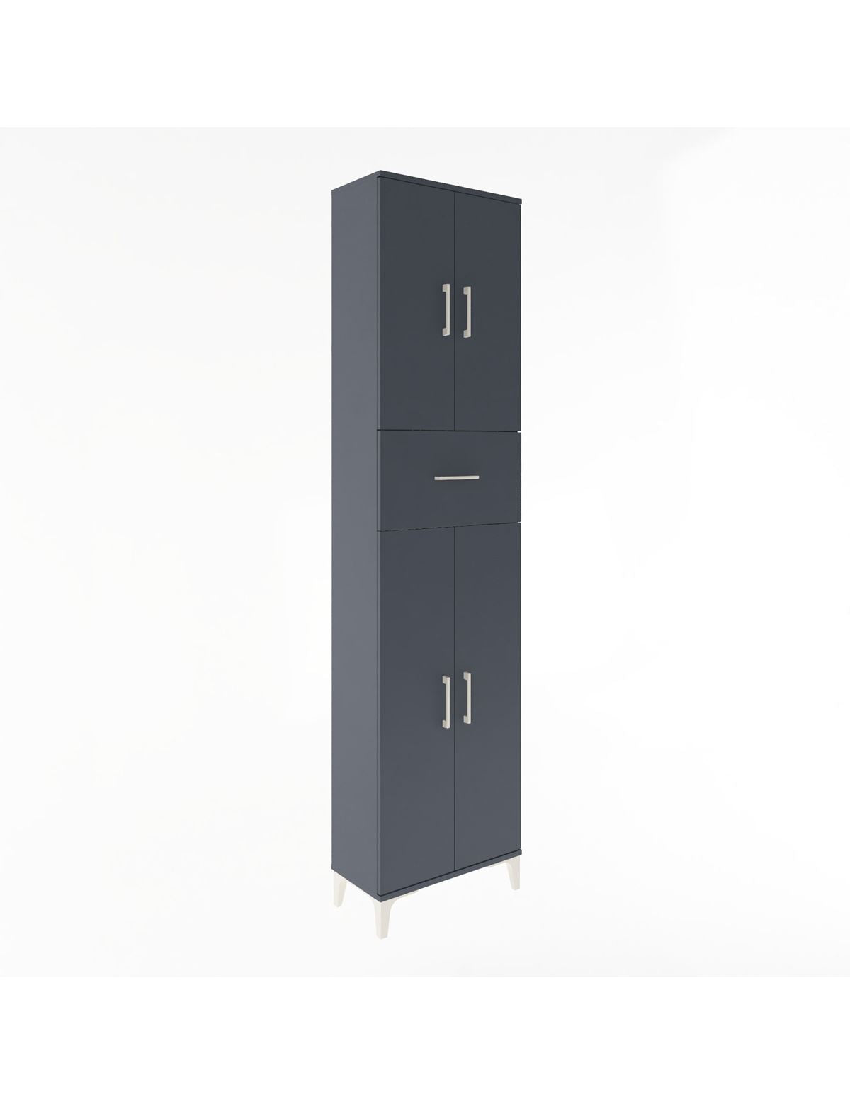 Arges Dolap 4 Raflı Tek Çekmeceli 4 Kapaklı 60x30x243 Antrasit-Antrasit