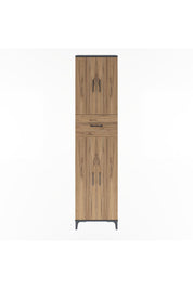 Arges Dolap 4 Raflı Tek Çekmeceli 4 Kapaklı 60x30x243 Antrasit-Çam