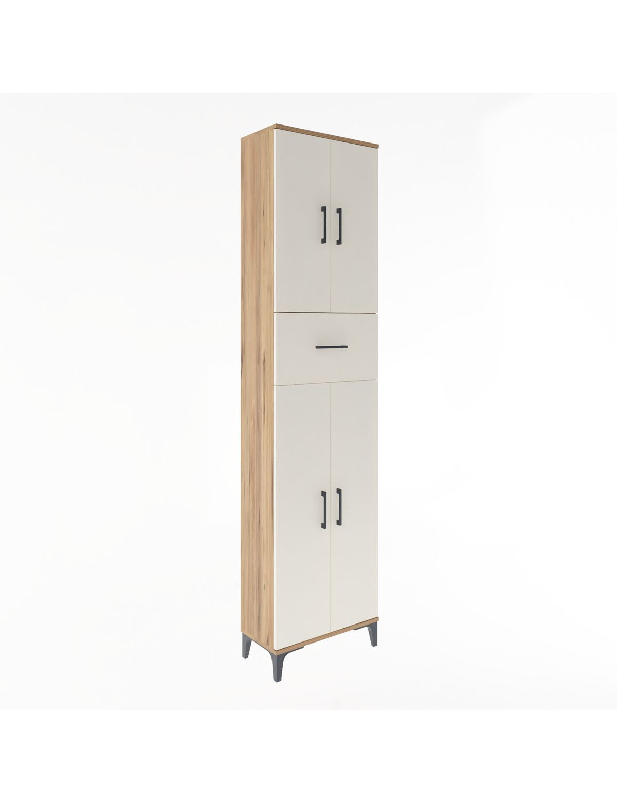 Arges Dolap 4 Raflı Tek Çekmeceli 4 Kapaklı 60x30x243 Çam-Aytaşı