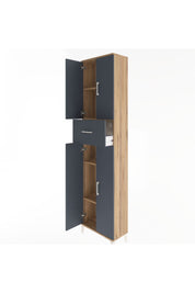 Arges Dolap 4 Raflı Tek Çekmeceli 4 Kapaklı 60x30x243 Çam-Antrasit