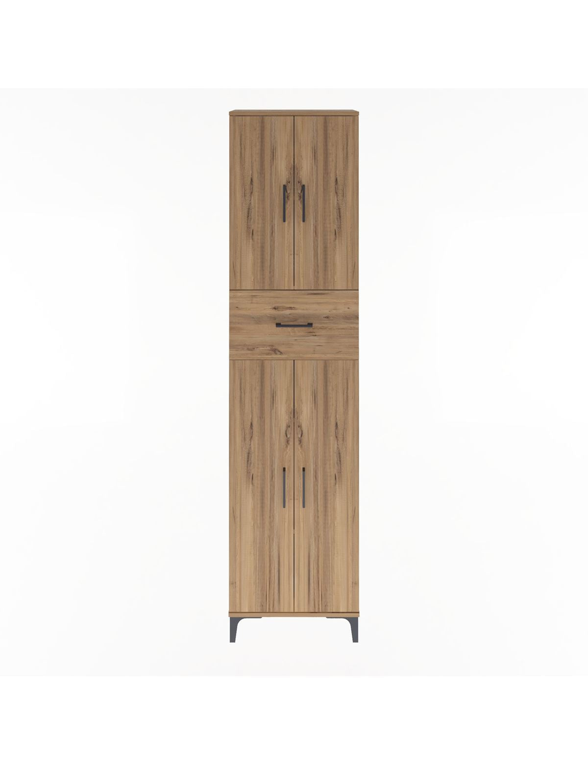 Arges Dolap 4 Raflı Tek Çekmeceli 4 Kapaklı 60x30x243 Çam-Çam