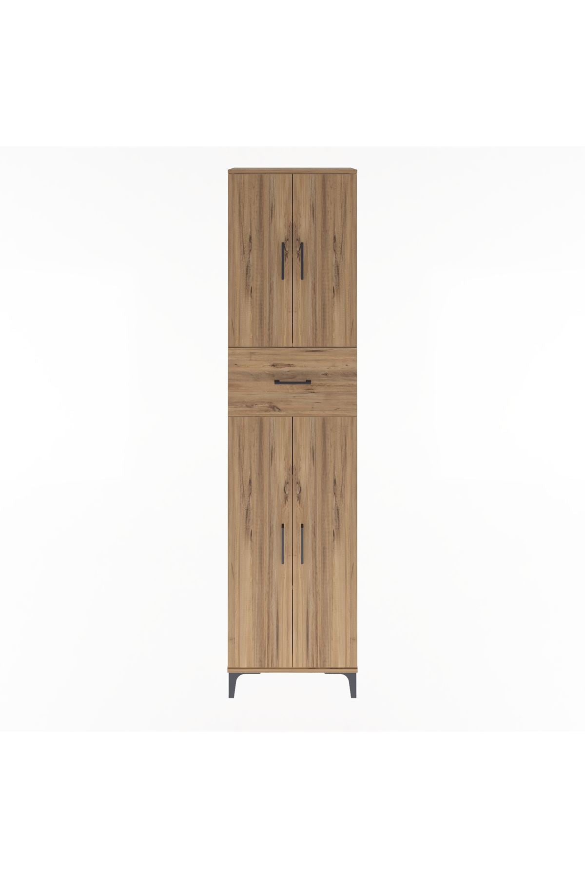 Arges Dolap 4 Raflı Tek Çekmeceli 4 Kapaklı 60x30x243 Çam-Çam