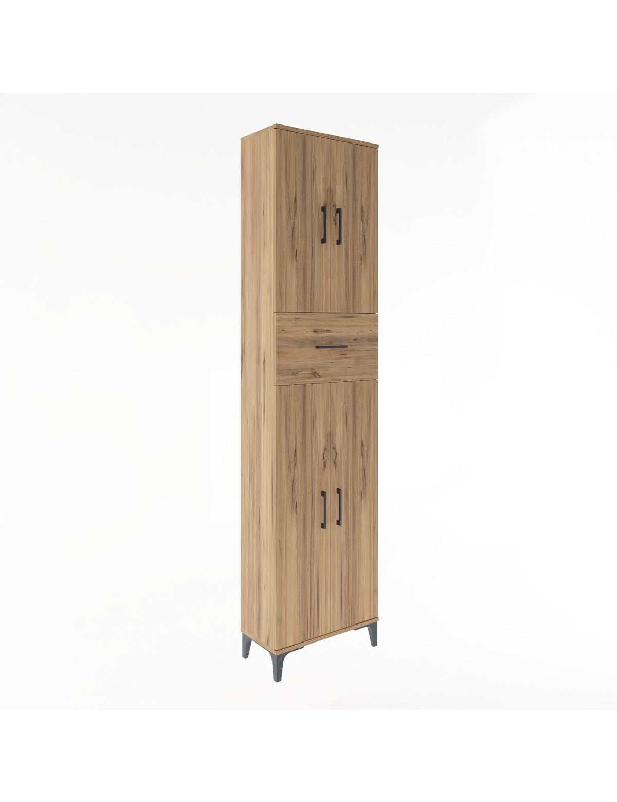 Arges Dolap 4 Raflı Tek Çekmeceli 4 Kapaklı 60x30x243 Çam-Çam