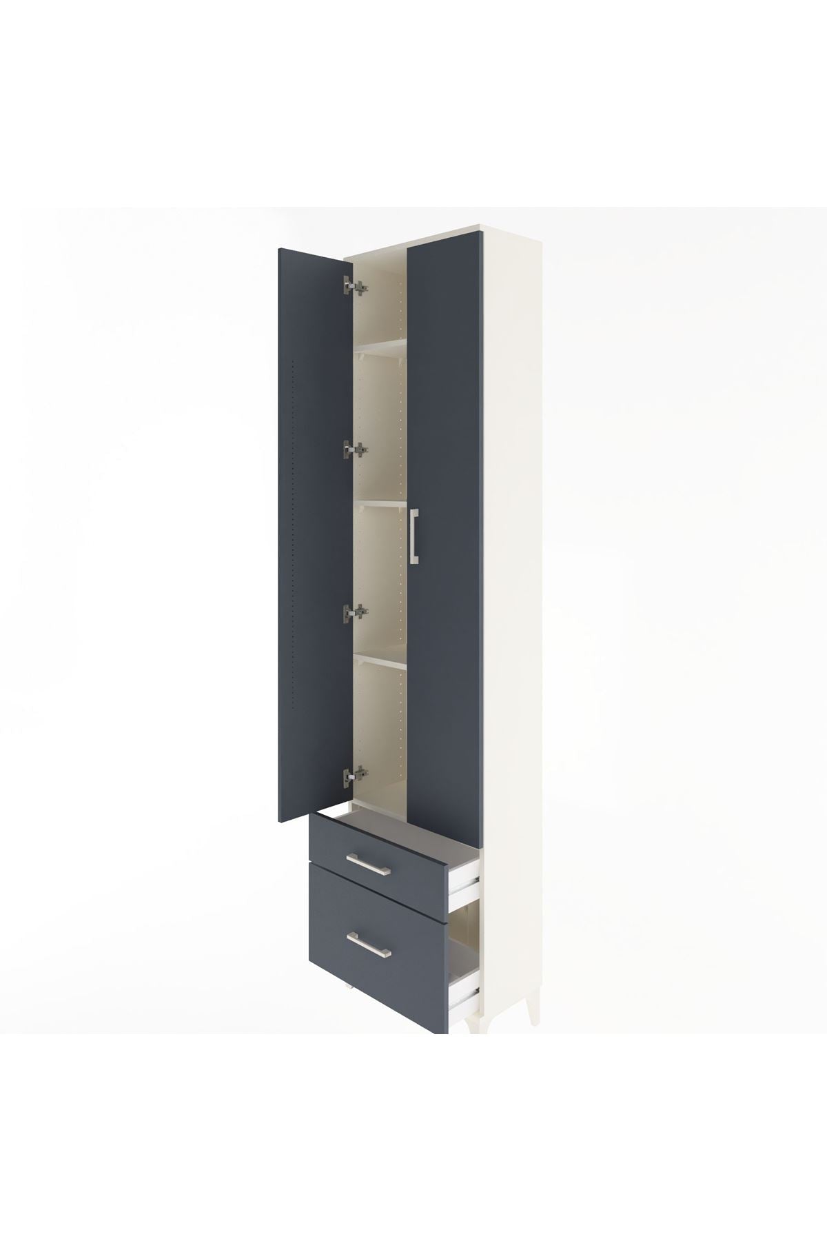 Arges Dolap 4 Raflı 2 Çekmeceli 2 Kapaklı 60x30x243 Aytaşı-Antrasit