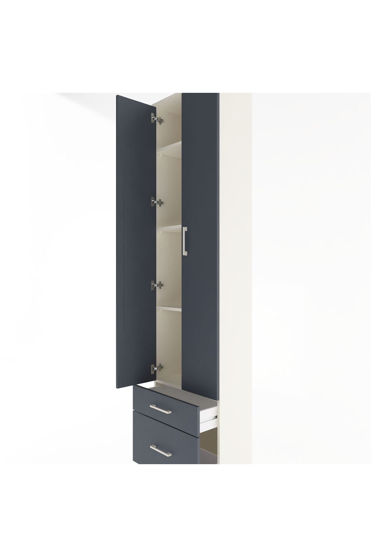 Arges Dolap 4 Raflı 2 Çekmeceli 2 Kapaklı 60x30x243 Aytaşı-Antrasit