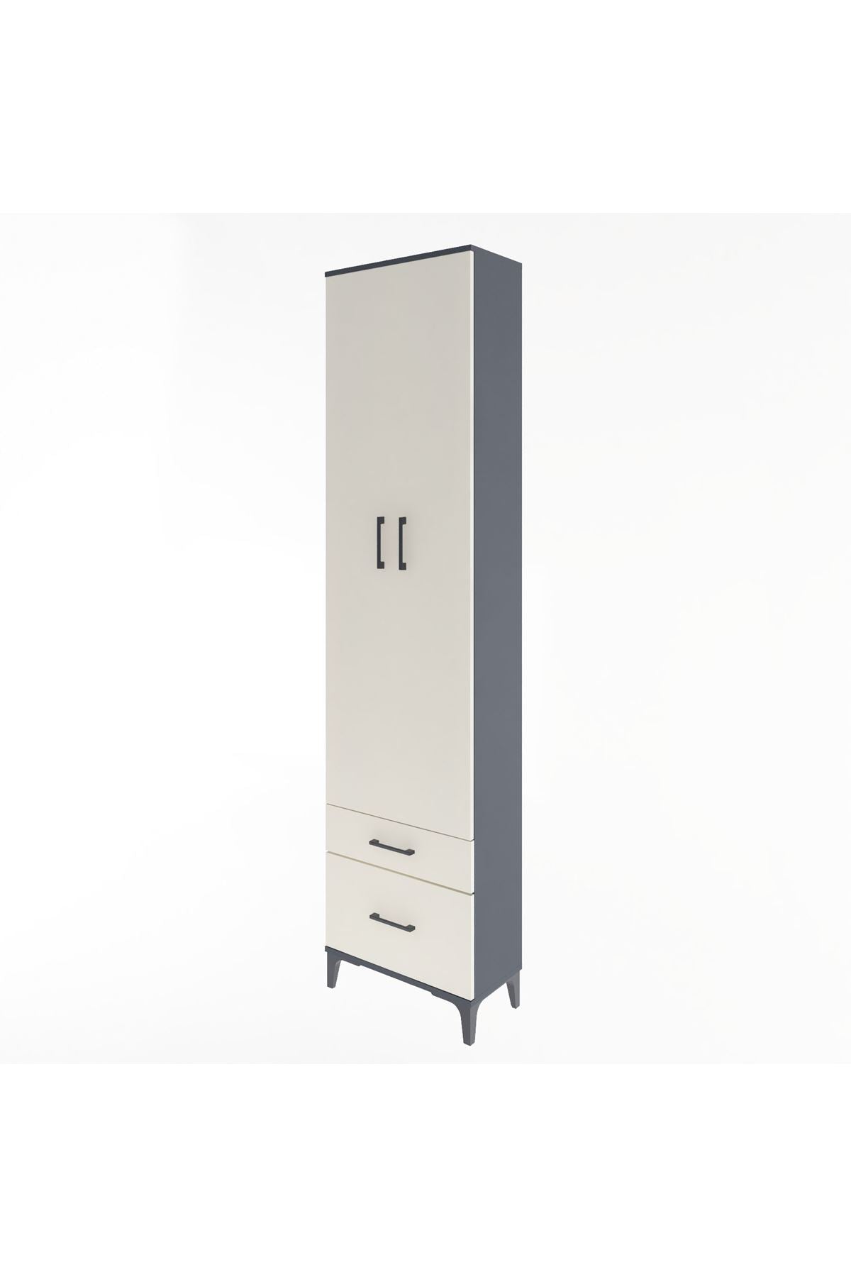 Arges Dolap 4 Raflı 2 Çekmeceli 2 Kapaklı 60x30x243 Antrasit-Aytaşı