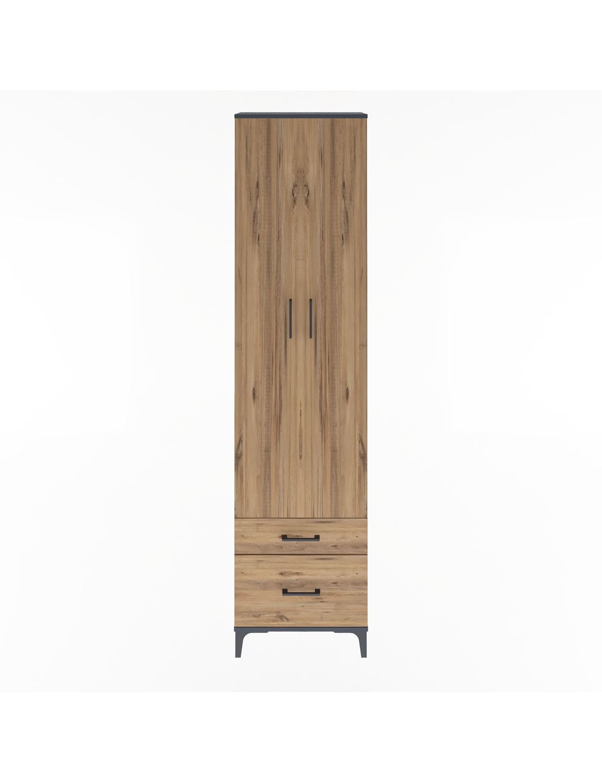 Arges Dolap 4 Raflı 2 Çekmeceli 2 Kapaklı 60x30x243 Antrasit-Çam