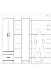 Arges Dolap 4 Raflı 2 Çekmeceli 2 Kapaklı 60x30x243 Antrasit-Antrasit