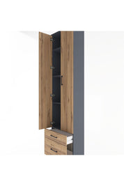 Arges Dolap 4 Raflı 2 Çekmeceli 2 Kapaklı 60x30x243 Antrasit-Çam