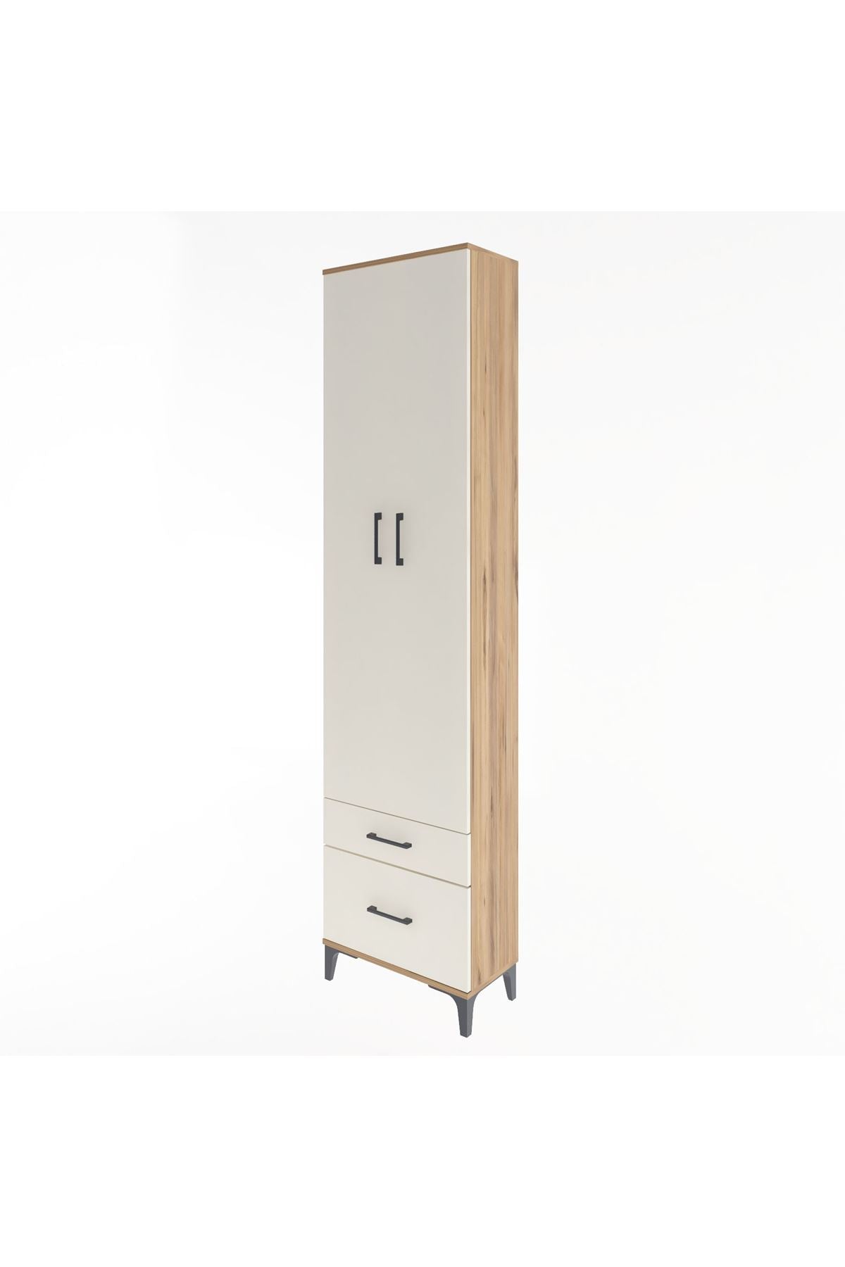 Arges Dolap 4 Raflı 2 Çekmeceli 2 Kapaklı 60x30x243 Çam-Aytaşı