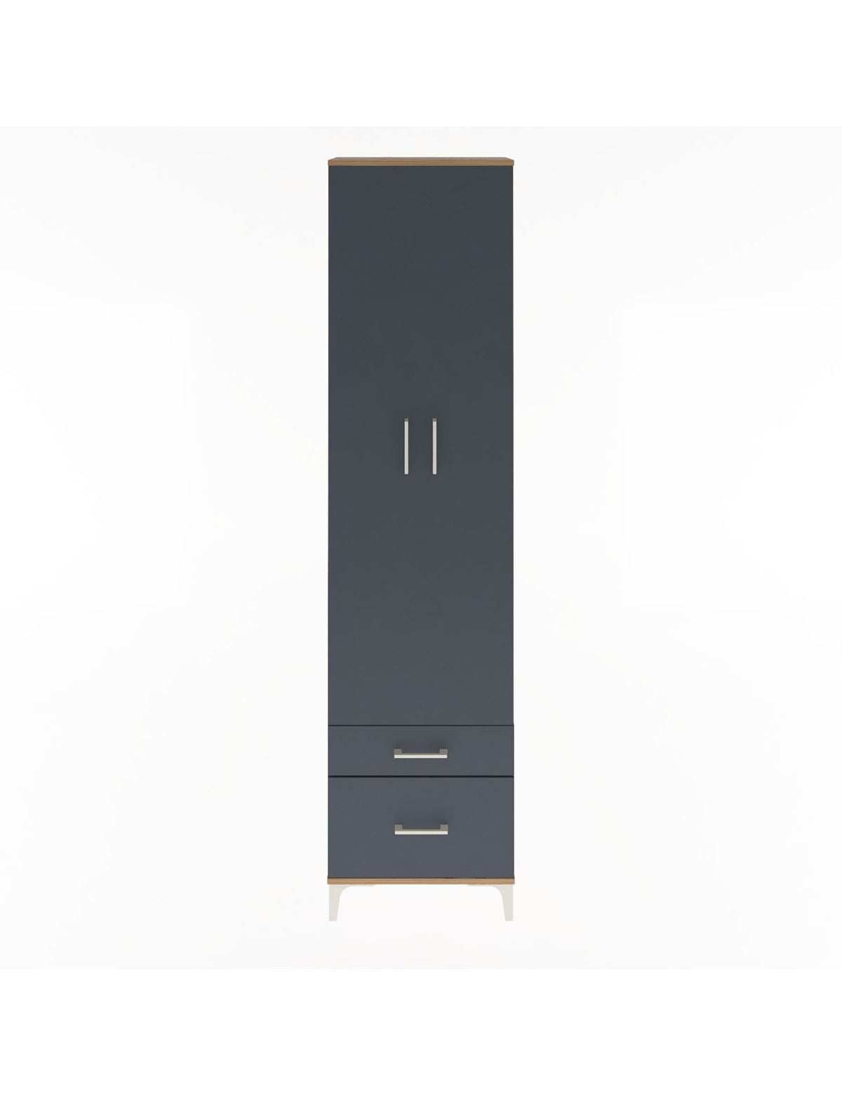 Arges Dolap 4 Raflı 2 Çekmeceli 2 Kapaklı 60x30x243 Çam-Antrasit