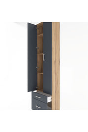 Arges Dolap 4 Raflı 2 Çekmeceli 2 Kapaklı 60x30x243 Çam-Antrasit