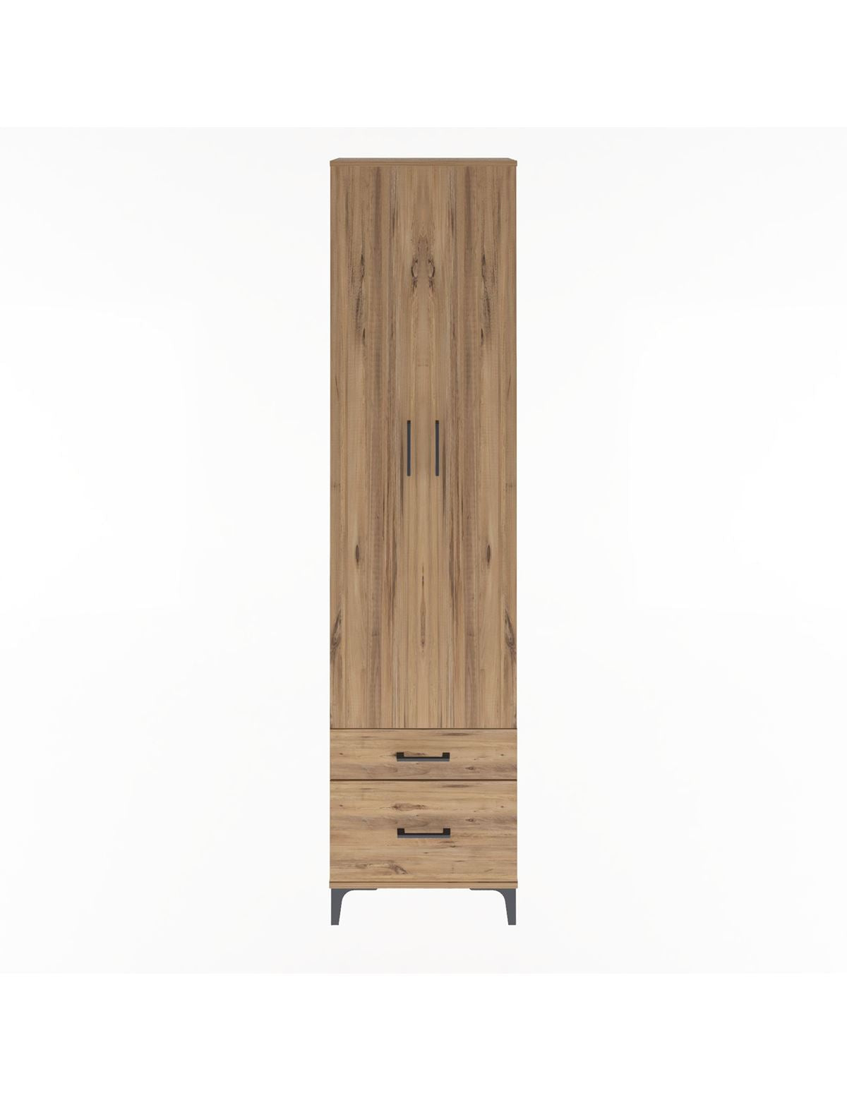 Arges Dolap 4 Raflı 2 Çekmeceli 2 Kapaklı 60x30x243 Çam-Çam