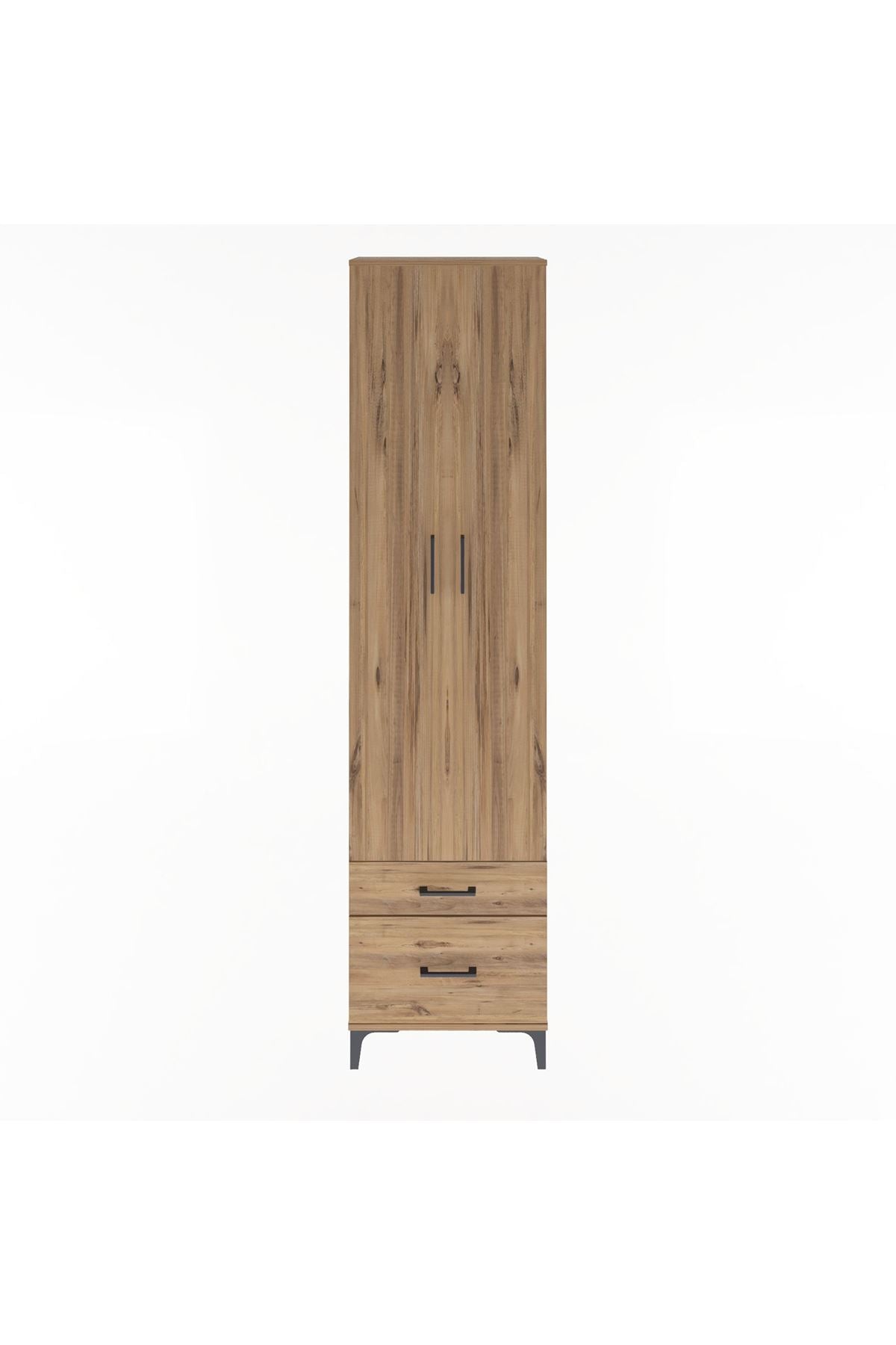 Arges Dolap 4 Raflı 2 Çekmeceli 2 Kapaklı 60x30x243 Çam-Çam