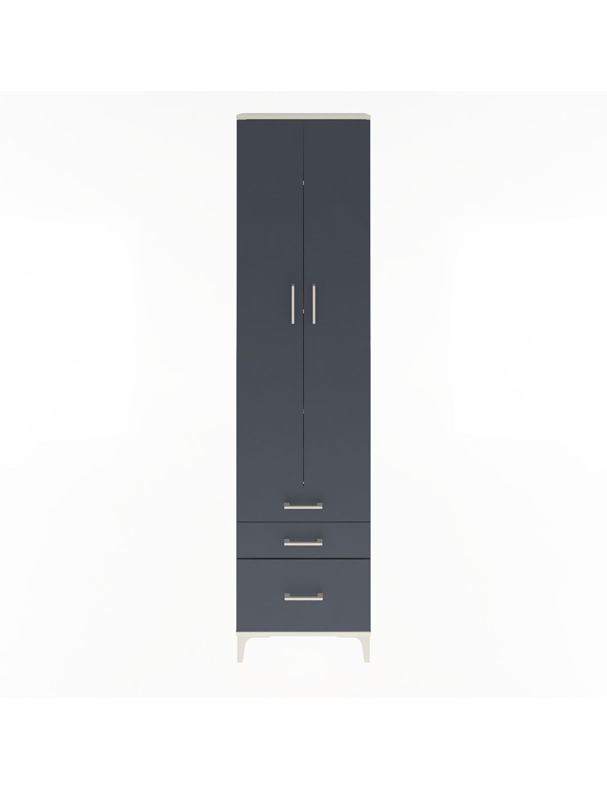 Arges Dolap 4 Raflı 3 Çekmeceli 2 Kapaklı 60x30x243 Aytaşı-Antrasit