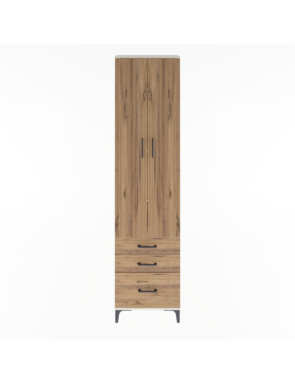 Arges Dolap 4 Raflı 3 Çekmeceli 2 Kapaklı 60x30x243 Aytaşı-Çam