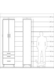 Arges Dolap 4 Raflı 3 Çekmeceli 2 Kapaklı 60x30x243 Aytaşı-Çam