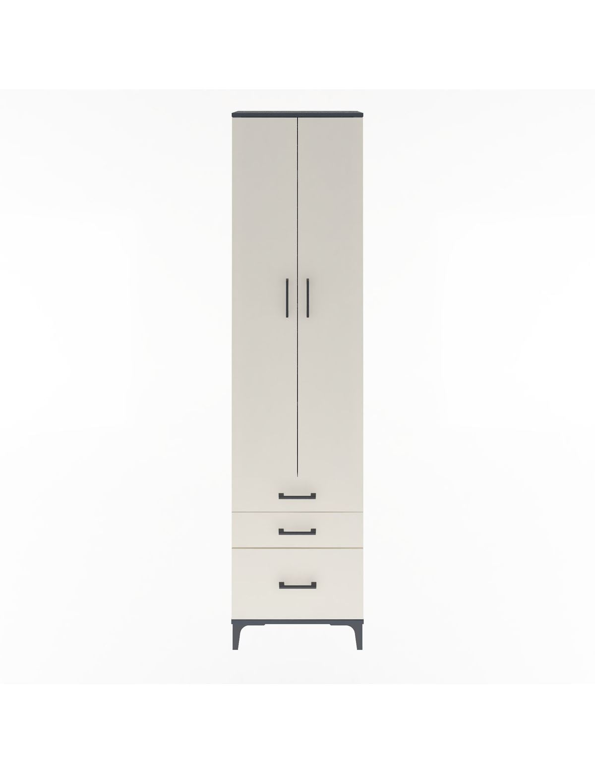 Arges Dolap 4 Raflı 3 Çekmeceli 2 Kapaklı 60x30x243 Antrasit-Aytaşı