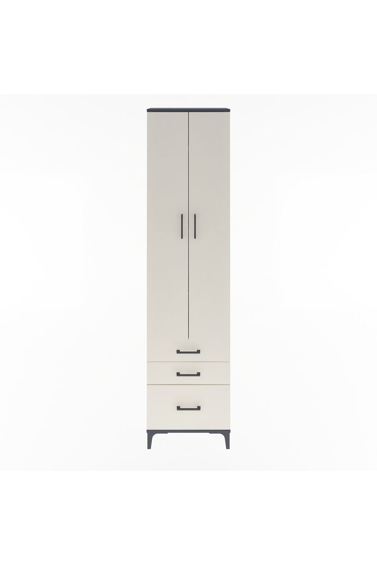 Arges Dolap 4 Raflı 3 Çekmeceli 2 Kapaklı 60x30x243 Antrasit-Aytaşı