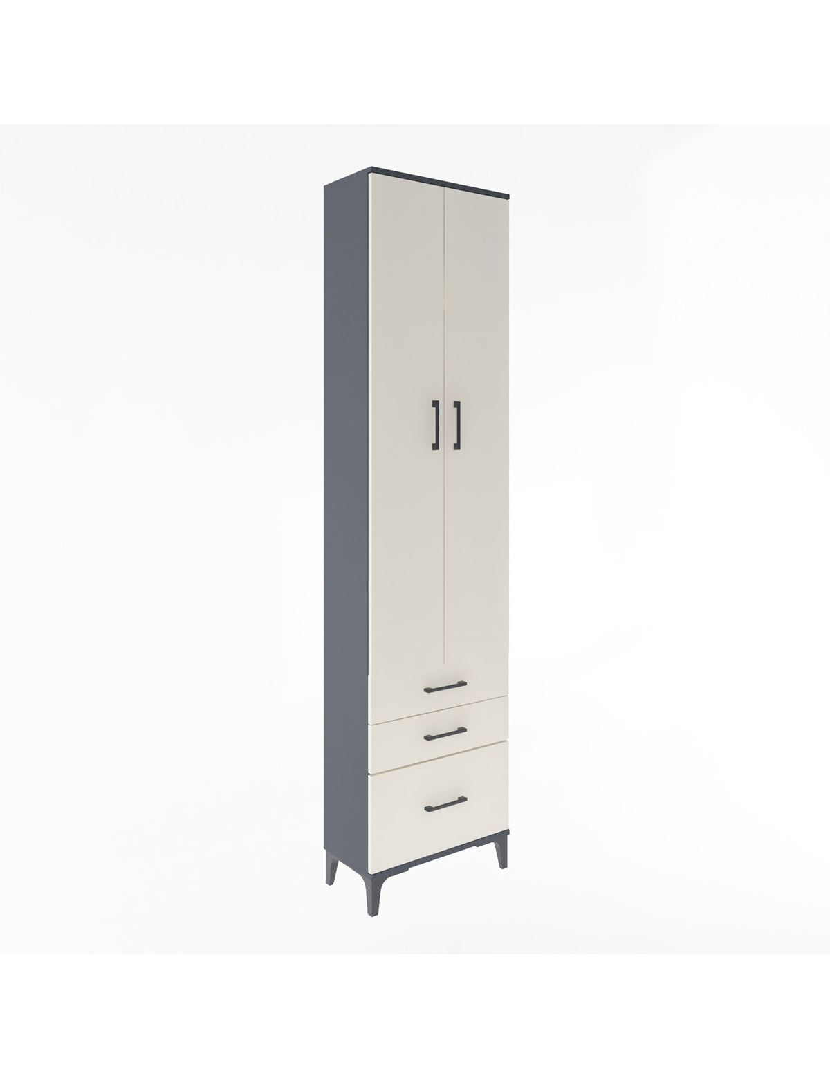 Arges Dolap 4 Raflı 3 Çekmeceli 2 Kapaklı 60x30x243 Antrasit-Aytaşı