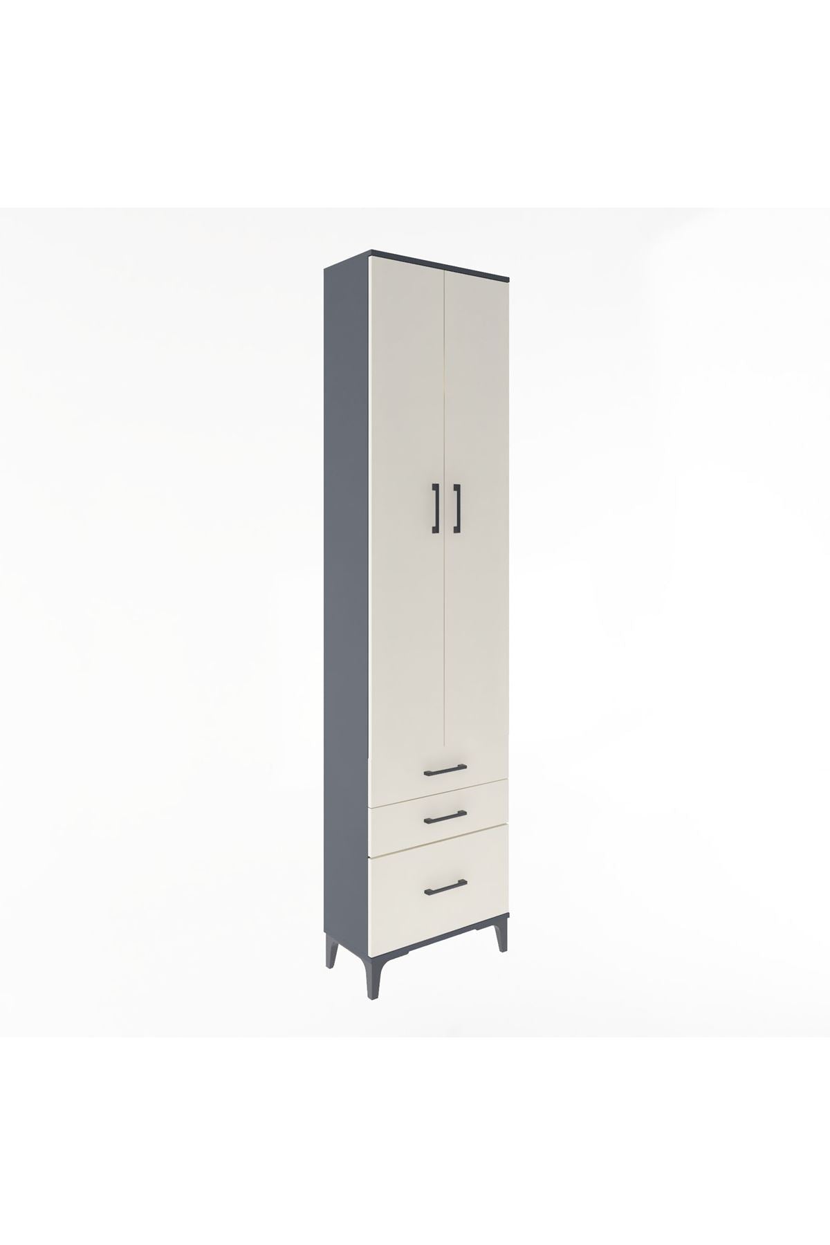 Arges Dolap 4 Raflı 3 Çekmeceli 2 Kapaklı 60x30x243 Antrasit-Aytaşı