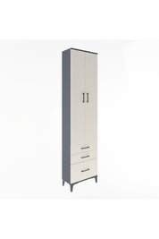 Arges Dolap 4 Raflı 3 Çekmeceli 2 Kapaklı 60x30x243 Antrasit-Aytaşı