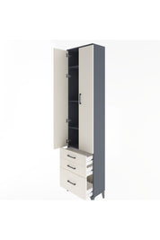 Arges Dolap 4 Raflı 3 Çekmeceli 2 Kapaklı 60x30x243 Antrasit-Aytaşı