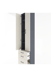 Arges Dolap 4 Raflı 3 Çekmeceli 2 Kapaklı 60x30x243 Antrasit-Aytaşı