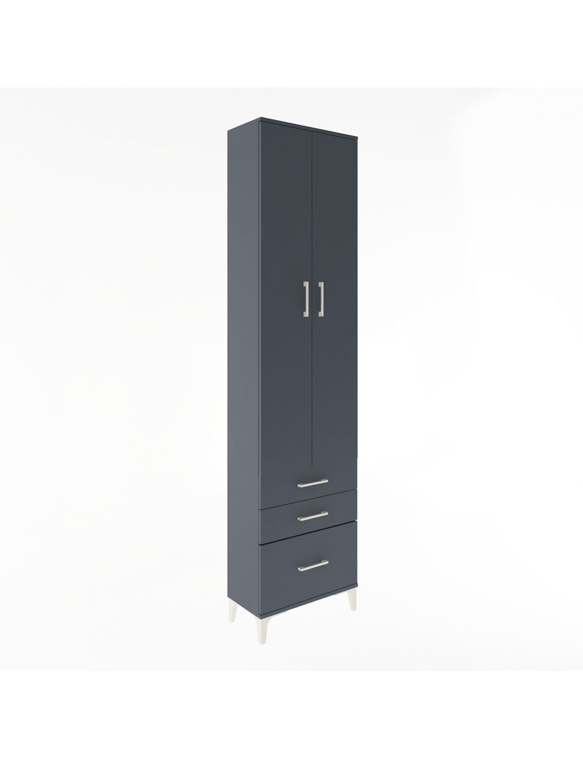 Arges Dolap 4 Raflı 3 Çekmeceli 2 Kapaklı 60x30x243 Antrasit-Antrasit