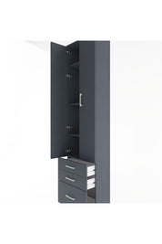 Arges Dolap 4 Raflı 3 Çekmeceli 2 Kapaklı 60x30x243 Antrasit-Antrasit