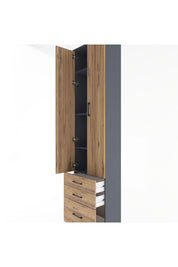 Arges Dolap 4 Raflı 3 Çekmeceli 2 Kapaklı 60x30x243 Antrasit-Çam