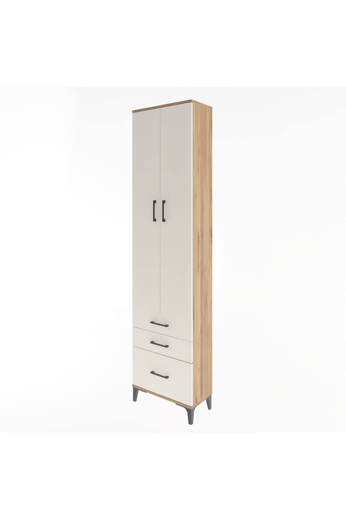 Arges Dolap 4 Raflı 3 Çekmeceli 2 Kapaklı 60x30x243 Çam-Aytaşı