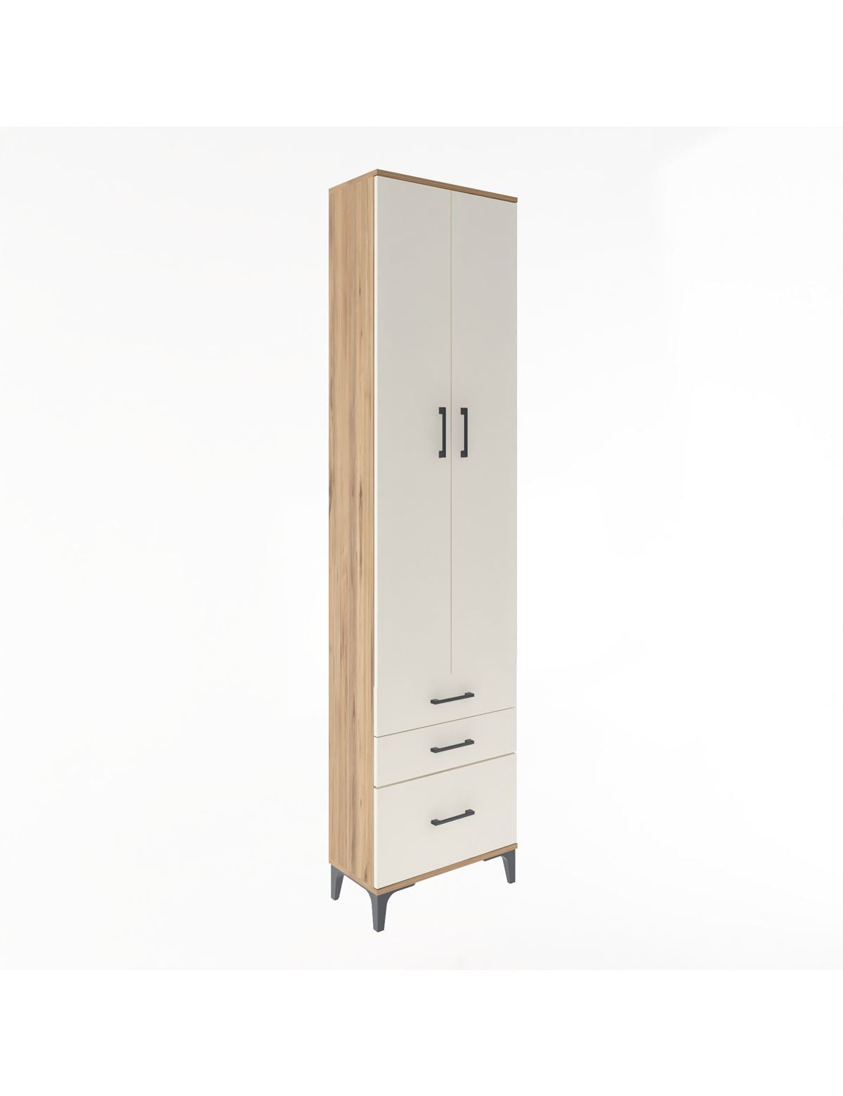 Arges Dolap 4 Raflı 3 Çekmeceli 2 Kapaklı 60x30x243 Çam-Aytaşı