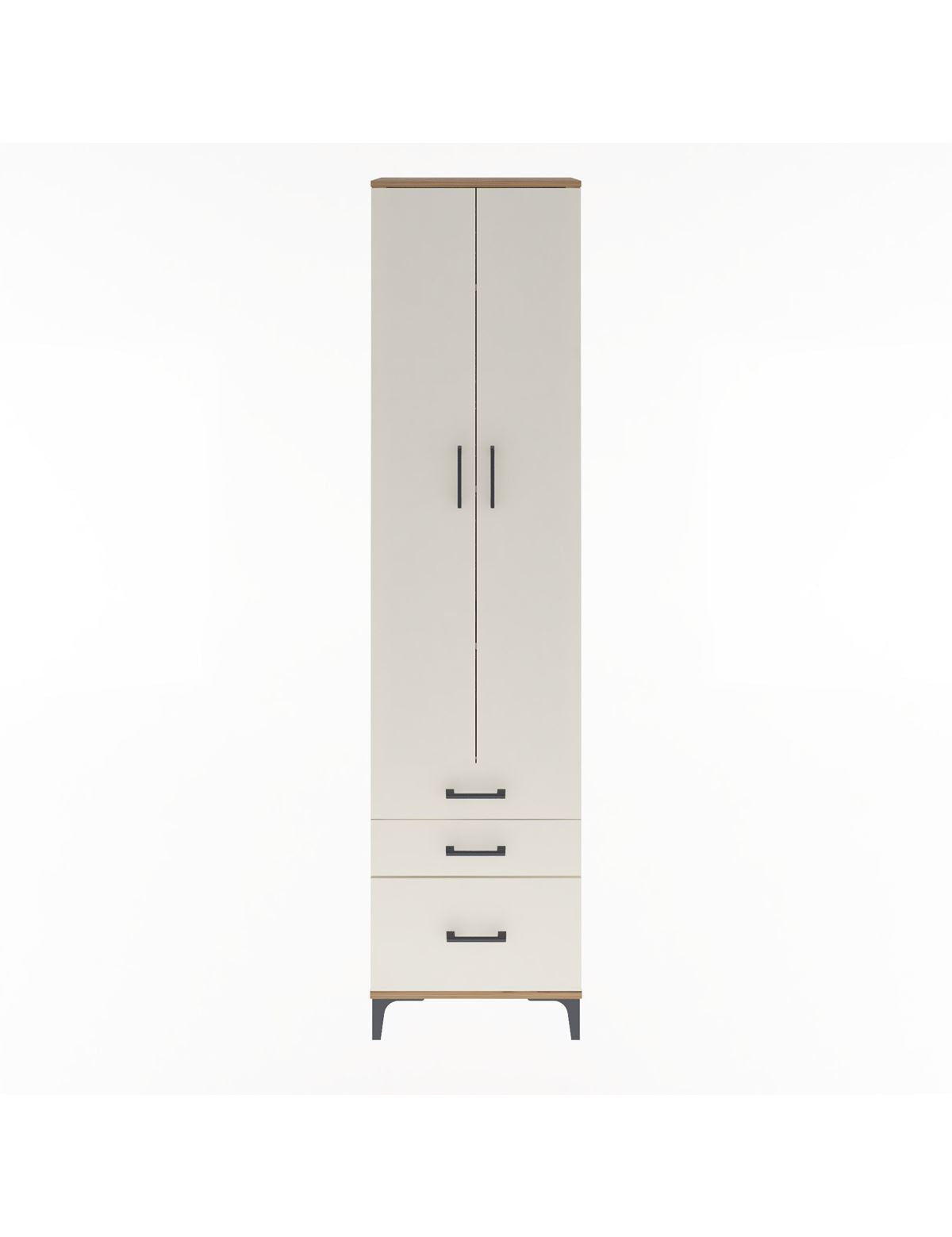 Arges Dolap 4 Raflı 3 Çekmeceli 2 Kapaklı 60x30x243 Çam-Aytaşı