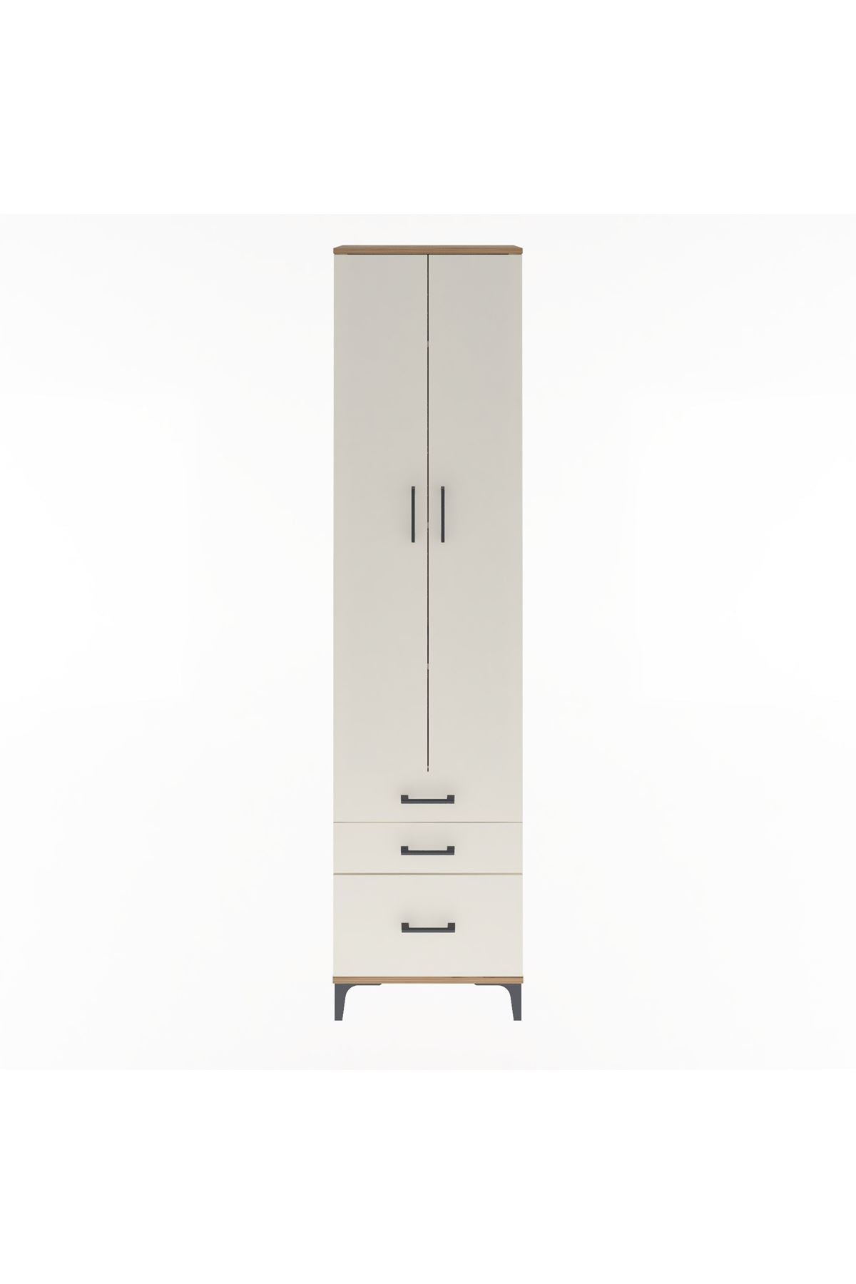 Arges Dolap 4 Raflı 3 Çekmeceli 2 Kapaklı 60x30x243 Çam-Aytaşı