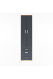 Arges Dolap 4 Raflı 3 Çekmeceli 2 Kapaklı 60x30x243 Çam-Antrasit