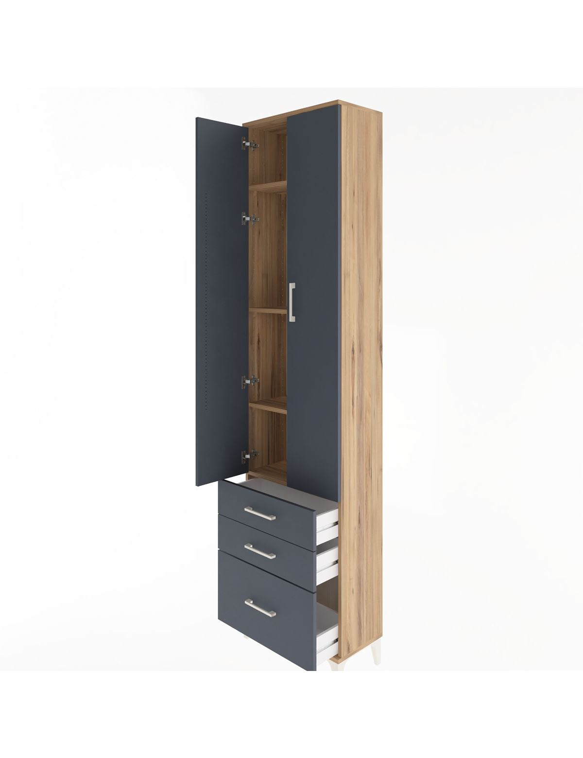 Arges Dolap 4 Raflı 3 Çekmeceli 2 Kapaklı 60x30x243 - S32M007V8A