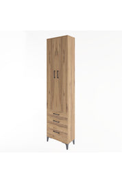 Arges Dolap 4 Raflı 3 Çekmeceli 2 Kapaklı 60x30x243 Çam-Çam