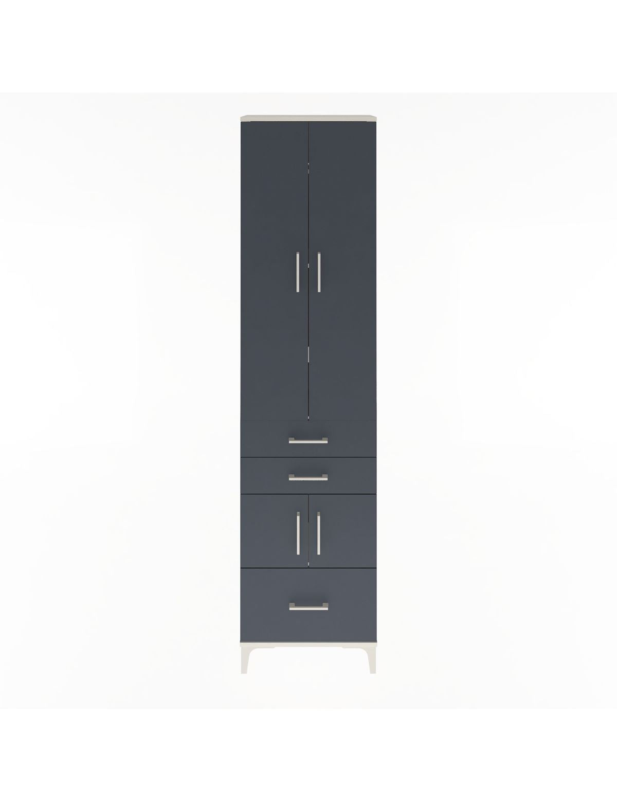 Arges Dolap 5 Raflı 3 Çekmeceli 4 Kapaklı 60x30x243 Aytaşı-Antrasit