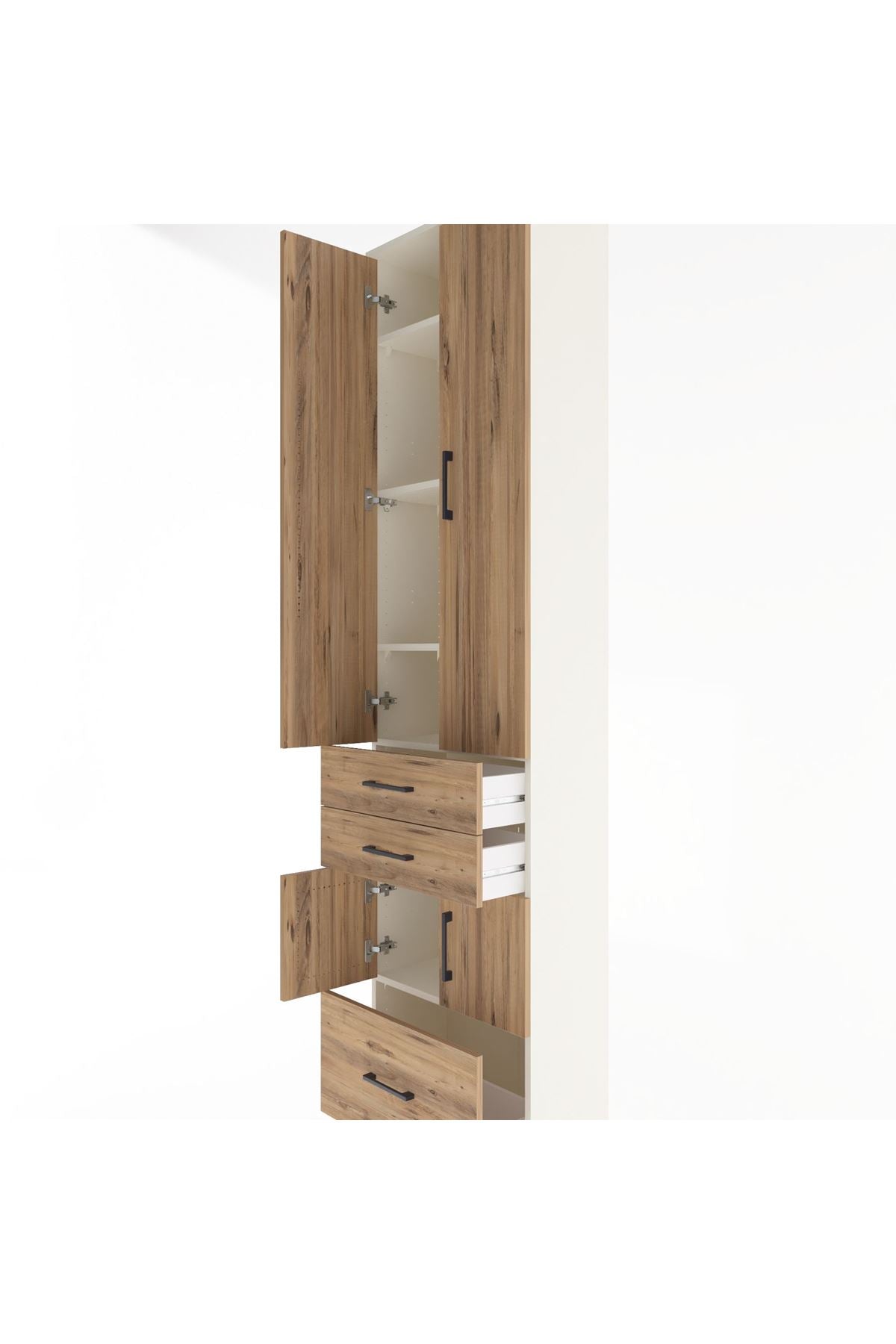 Arges Dolap 5 Raflı 3 Çekmeceli 4 Kapaklı 60x30x243 Aytaşı-Çam