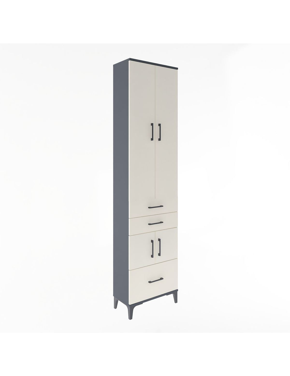 Arges Dolap 5 Raflı 3 Çekmeceli 4 Kapaklı 60x30x243 Antrasit-Aytaşı