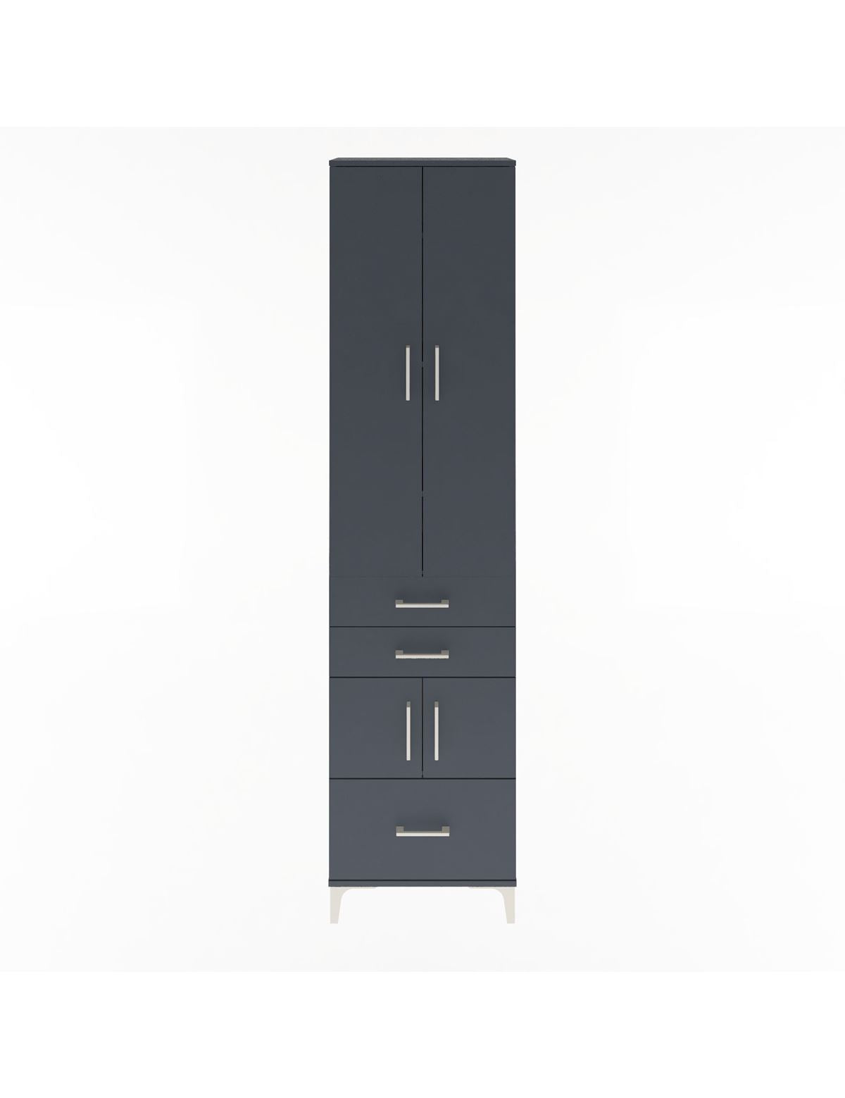 Arges Dolap 5 Raflı 3 Çekmeceli 4 Kapaklı 60x30x243 Antrasit-Antrasit