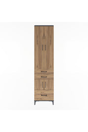 Arges Dolap 5 Raflı 3 Çekmeceli 4 Kapaklı 60x30x243 Antrasit-Çam