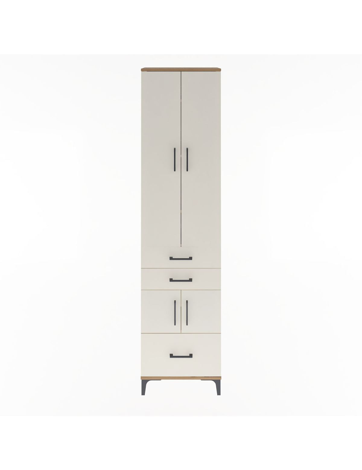 Arges Dolap 5 Raflı 3 Çekmeceli 4 Kapaklı 60x30x243 Çam-Aytaşı